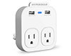 Wall Adapter Power Strip with Dual USB and Dual AC Outlets | White
