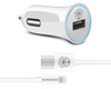 12W USB Rapid Vehicle Charger | 4ft MFi Lightning Cable | White 