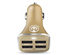 High-Power 34W Quad USB Car Charger | Gold