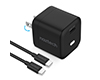 30W USB-C PD Fast Wall Charger | 4ft USB-C Cable | Black
