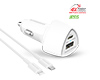SpeedBoost 25W USB-C PD + 12W USB Fast Car Charger with PPS | 4ft MFi Lightning Cable | White