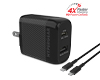 SpeedBoost 25W USB-C PD + 12W USB Fast Wall Charger with PPS | 6ft USB-C Cable | Black