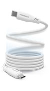 REcoil 100W USB-C to USB-C Magnetic Braided Fast Charge Cable | 6ft | White