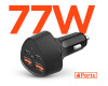 SpeedBoost 77W Quad-Port Fast Car Charger with Dual 30W USB-C PD PPS | Black